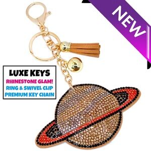 Luxe Keys Rhinestone Keychain-Flying Saucer Medium